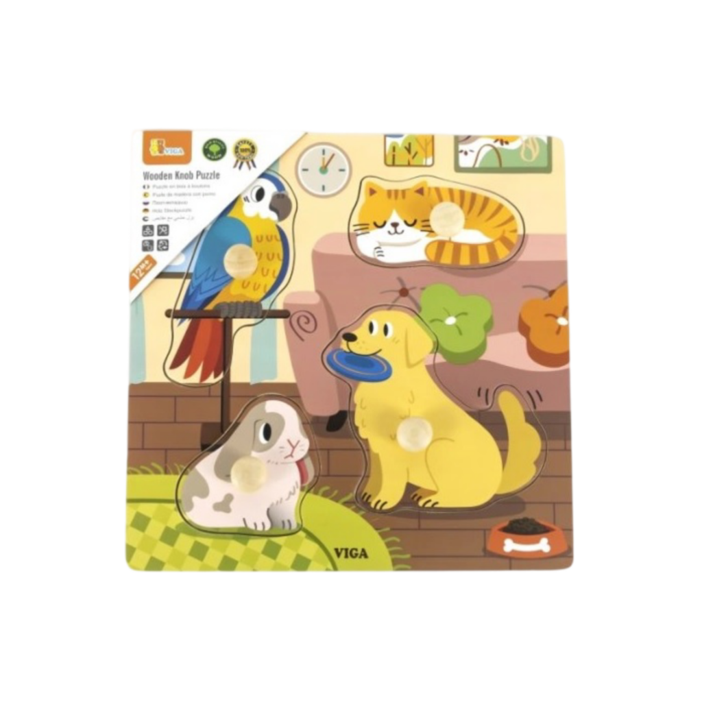 Viga Wooden Knob Puzzle - Pets