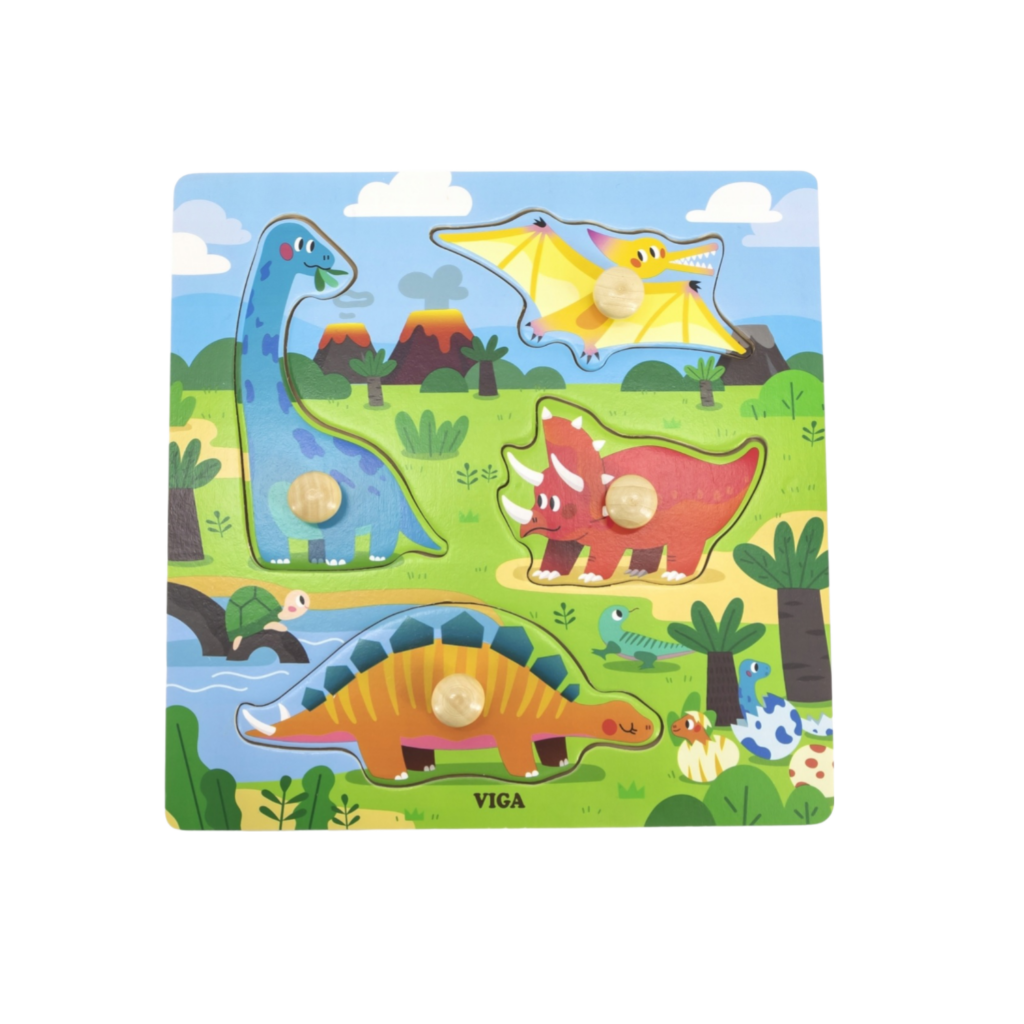 Viga Wooden Knob Puzzle - Dinosaurs