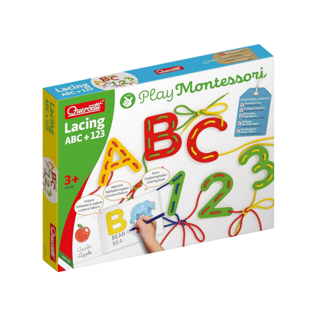 Quercetti Play Montessori Lacing Abc + 123