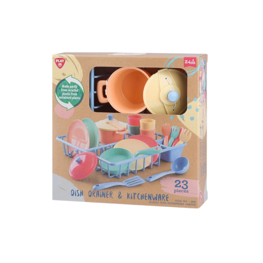 Playgo Recycled Material - Dish Drainer & Kitchenware - 23 Pcs