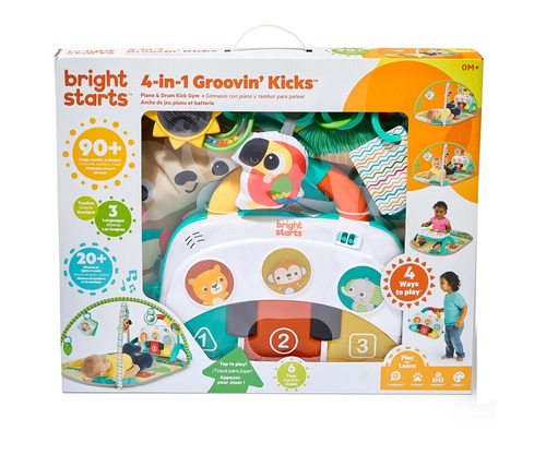 Bright Starts  4-In-1 Groovin’ Kicks Piano & Drum Kick Gym - Tropical Safari