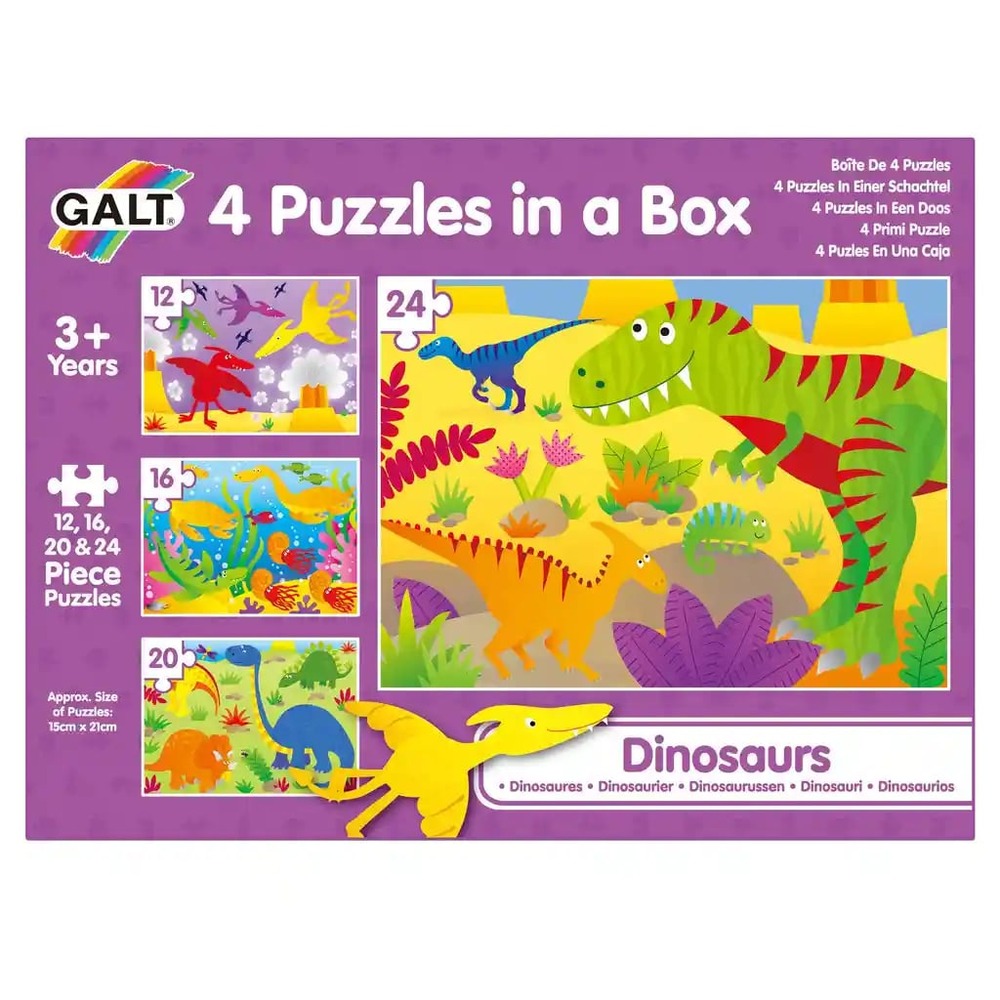 Galt 4 Puzzles In A Box Dinosaurs