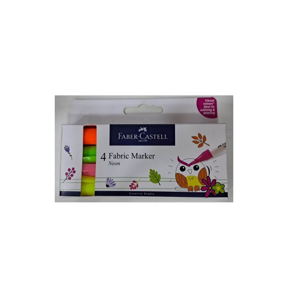 Faber Castell Fabric Marker-Neon 4Pc 1Pck
