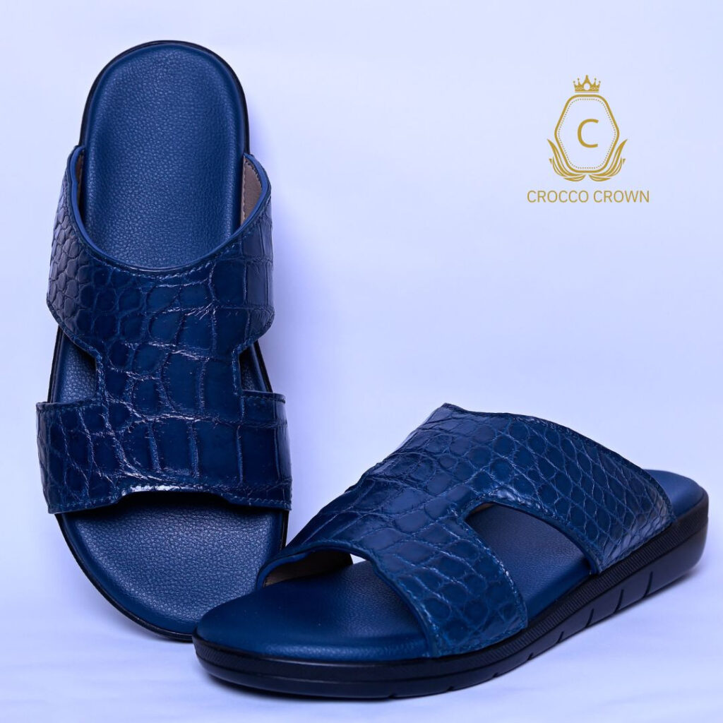Luxurious sandals handcrafted from natural crocodile leather