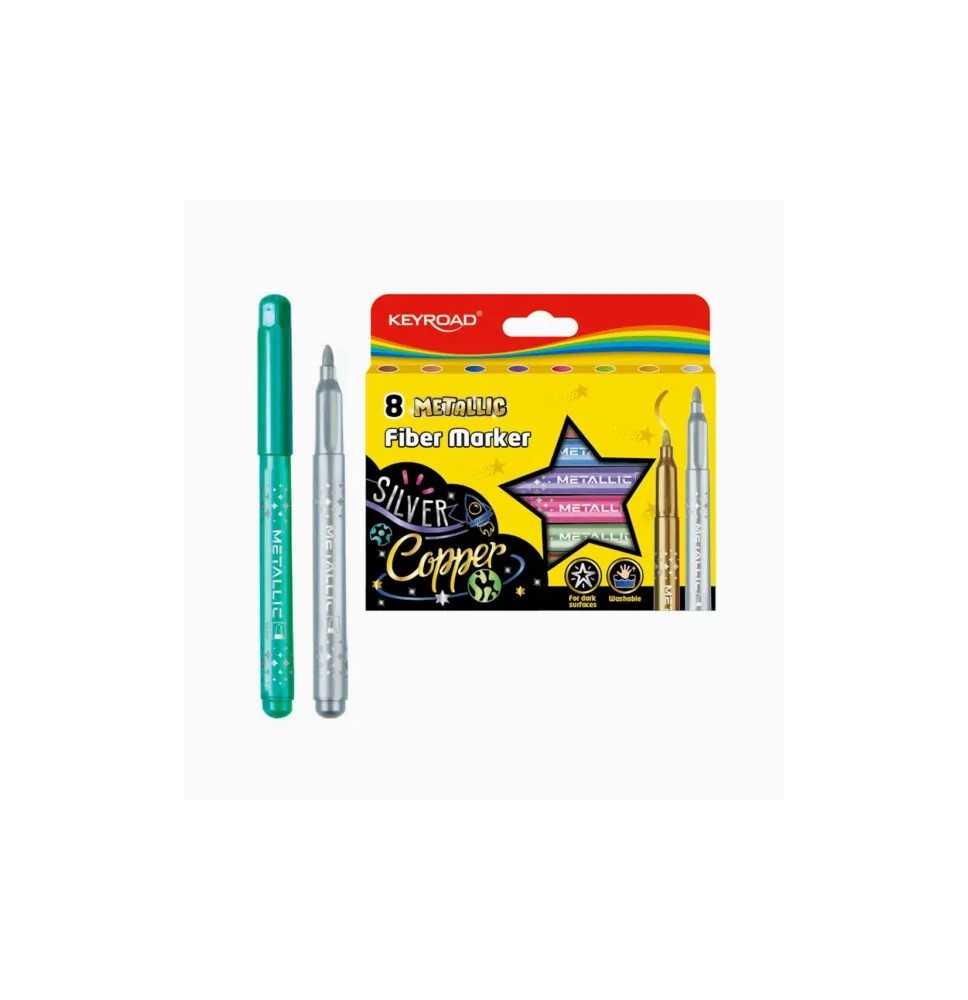 Keyroad Metallic Fiber Marker 8Pc 1Pck