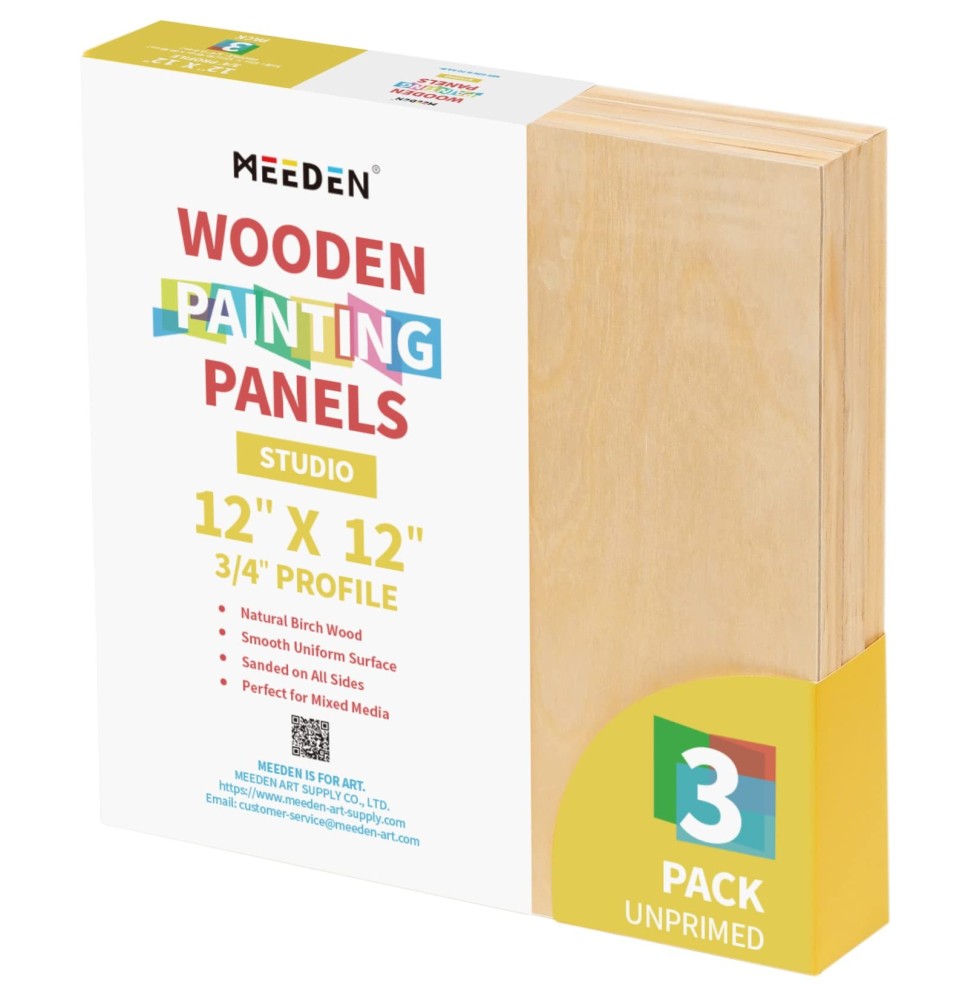 Meeden Wooden Painting Panels 12x12 3Pc 1Set