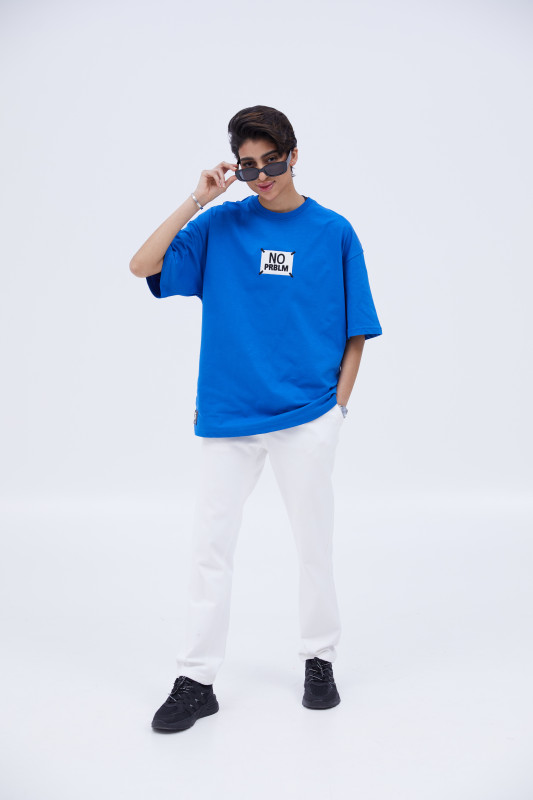 BLUE NO PRBLM OVERSIZED T-SHIRT