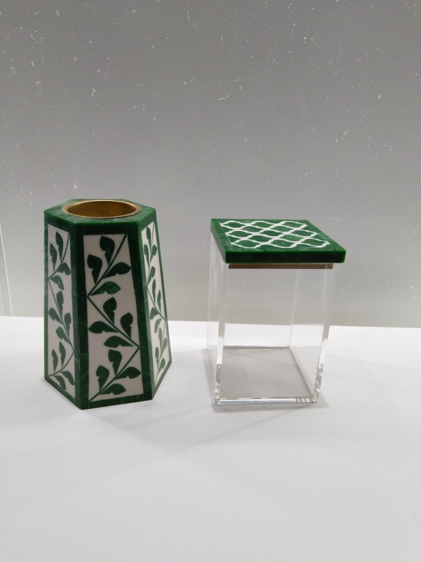 A beautiful incense burner decorated with natural shells, made in India + an oud box