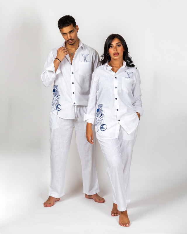 Linen whale set white