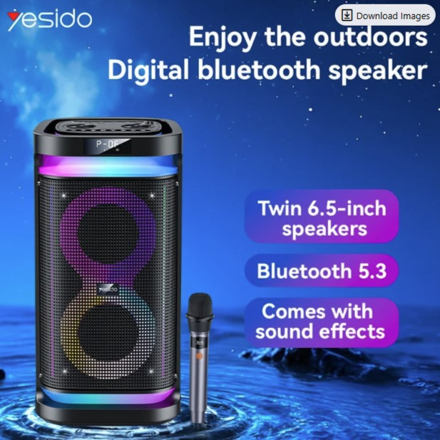 YESIDO YSW29 Outdoor Digital Bluetooth-Compatible Speaker Ambient Light Karaoke System with Microphone