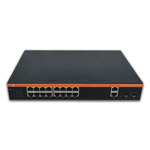 Secuview 16-Port Gigabit PoE switch 2 Uplink + 2 SFP |300W PoE Power.