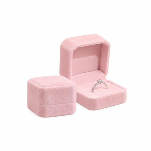 High-End Velvet Ring Box Luxury Storage (Pink)